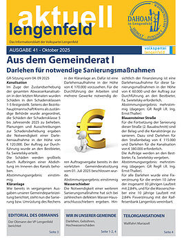 Lengenfeld Aktuell 41. Ausgabe Oktober 2025 ansehen Lengenfeld Aktuell 41. Ausgabe Oktober 2025